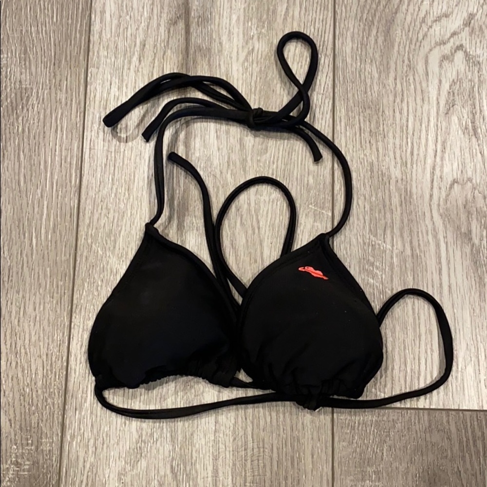 Black Bikini Top with Pink Heart